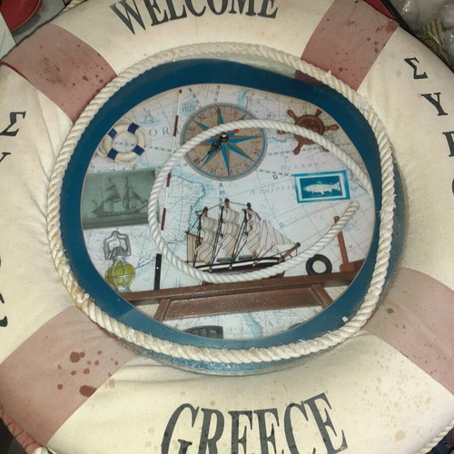 Analog wall clock lifebuoy like new, nautical style