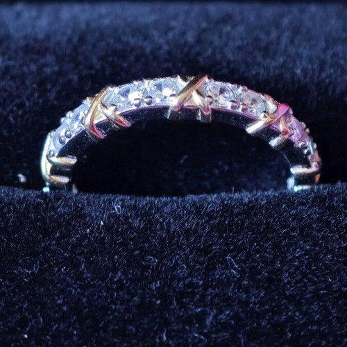 925 Silver Ring new, size 16.5, gold and silver