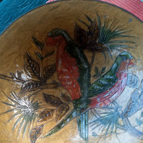 Decorative brass bowl painted, like new