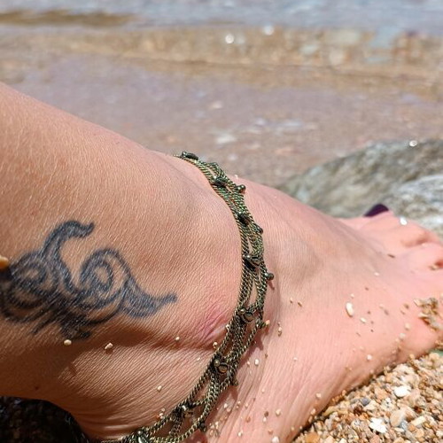 Anklet chain bracelet new, brass and alpaca fixed size