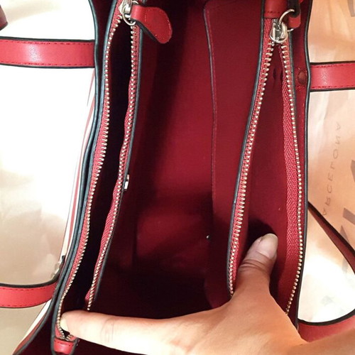 Women's large shoulder bag red-white new with Good Luck logo