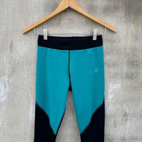 Legging Simart used with mesh panels, size S-M, black and turquoise