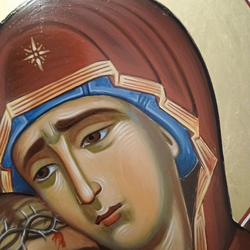 Handmade Deposition religious icon 30x40 with gold leaf
