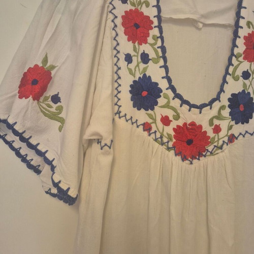 Boho embroidered dress used, cotton, one size