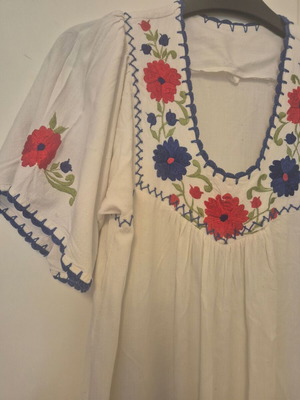 Boho embroidered dress used, cotton, one size