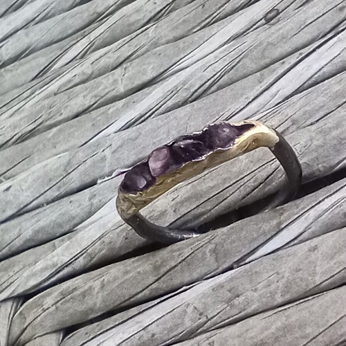 Silver 925° ring with black and gold plating, like new, size 54