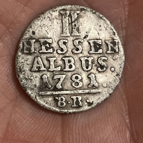 German 2 Albus Hesse-Cassel coin used, 178I, low silver content