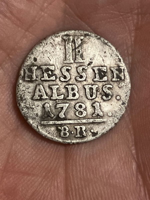 German 2 Albus Hesse-Cassel coin used, 178I, low silver content