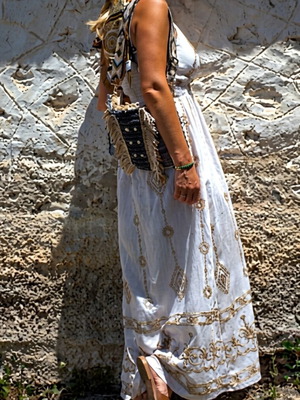 Φόρεμα μάξι cotton άσπρο μέγεθος M-L καινούργιο