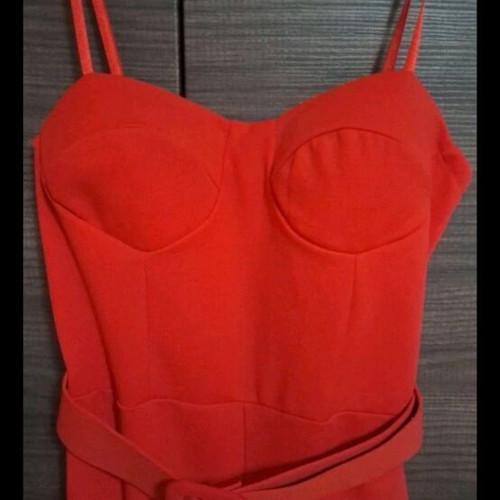 One-piece jumpsuit like new, red with belt, size L