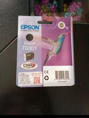 Γνήσιο μελάνι Epson T0801 Black, 7.4ml, καινούργιο, σφραγισμένο