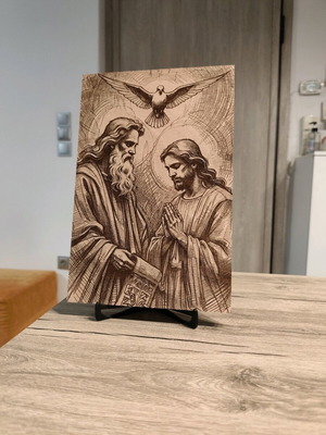 Εγχάρακτη εικόνα Η Αγία Τριάδα καινούργια με βάση στήριξης