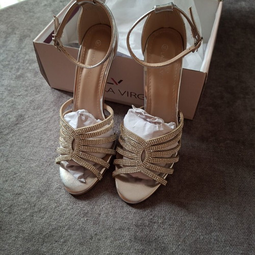 Silver sandals with rhinestones new, heel height 9cm, size 39