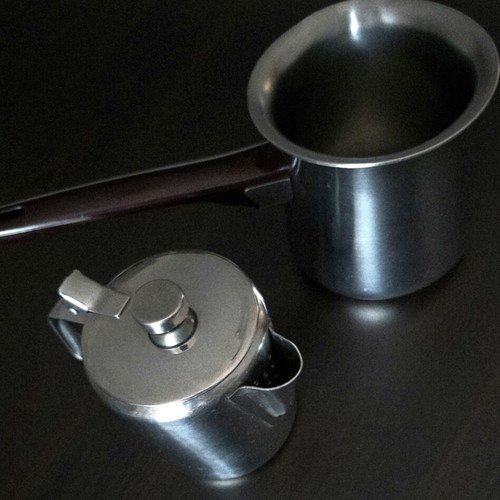 Stainless Steel Set with Briki and Jug used, durable kitchenware