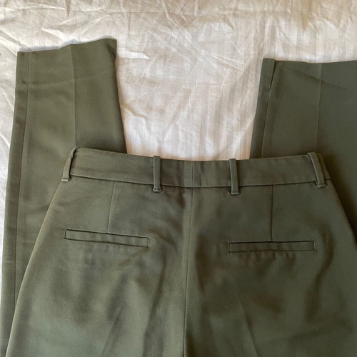 Zara fabric pants olive used, small, low waist, straight