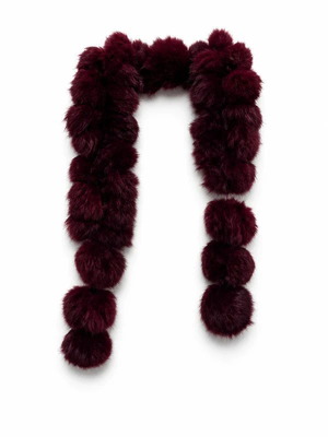 Burgundy Faux Fur Pom Pom Scarf like new