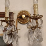 Crystal chandelier used with two smaller lamps