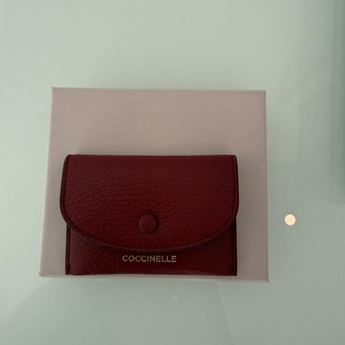 Coccinelle Metallic Soft Leather Card Holder, rich crimson red