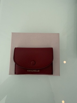 Coccinelle Metallic Soft Leather Card Holder, rich crimson red