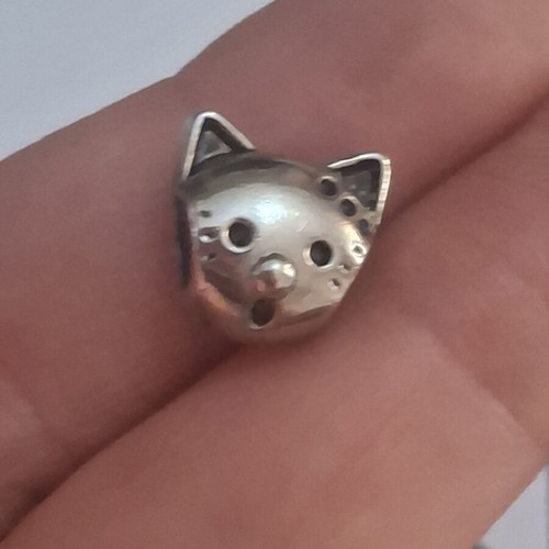 Charm for bracelets cat head silver, like new
