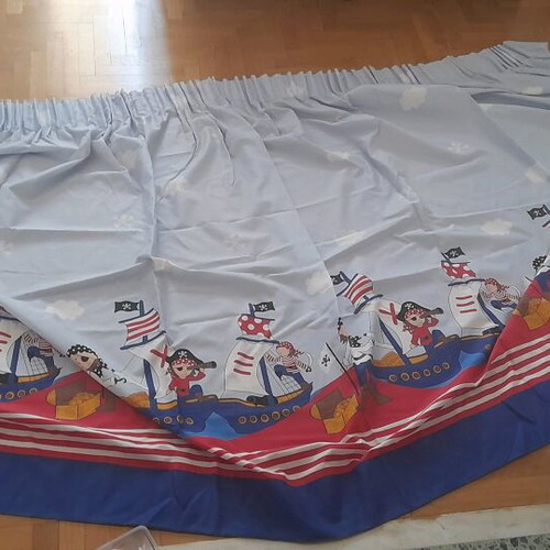 Children's Curtain with Pirate Theme like new, blue, 3×1.40 m