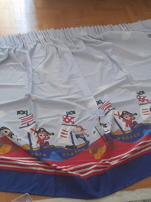 Children's Curtain with Pirate Theme like new, blue, 3×1.40 m