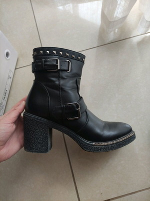 Super Mode ankle boots used, black, size 39, 8 cm heel