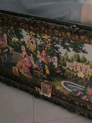 Large carved frame with embroidery like new