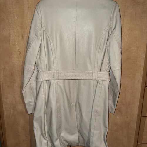 Vintage leather trench coat like new, white 100% leather