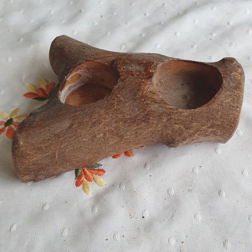 Wooden tealight holder for 2 candles like new, handmade natural wood