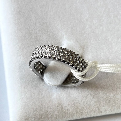 Vogue .925 Solid Silver Ring new, platinum plated with zirconia