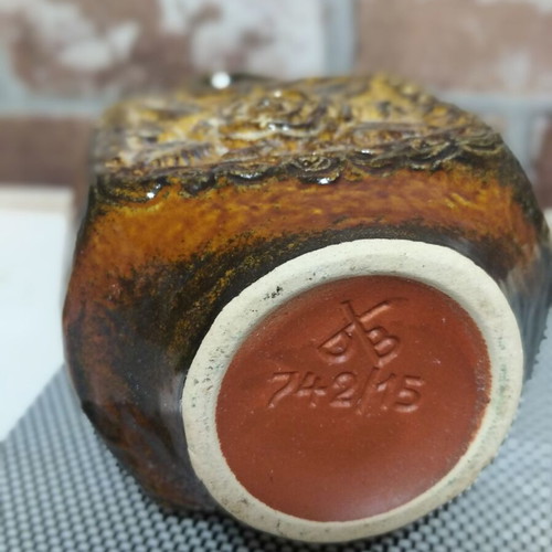 Vintage ceramic vase with handle used, West German Pottery