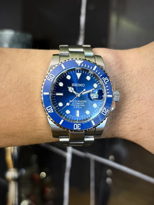 Seiko Smurf Submariner watch new, automatic, blue dial