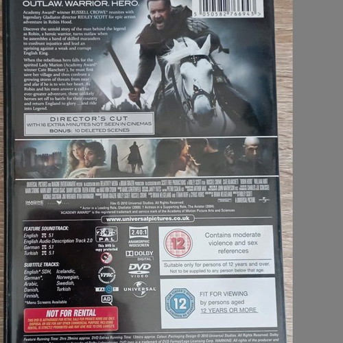 Robin Hood DVD like new, 2010 Director's Cut