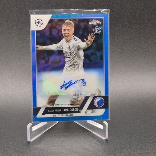 2022-23 Topps Chrome Blue Refractor Hakon Arnar Haraldsson Rookie Auto RC used