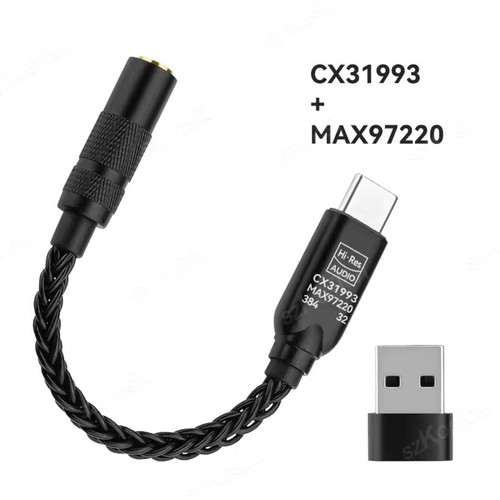 USB-C to 3.5mm Audio Adapter DAC and Headphone Amplifier Hi-Res 32-bit/384kHz Dual Chip CX31993 new