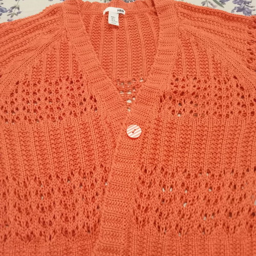 H&M Summer Cardigan Large Coral Color New
