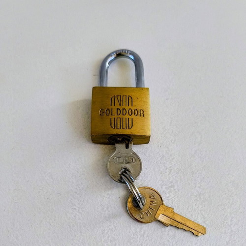 Golddoor small brass padlock with 2 keys for suitcase or locker