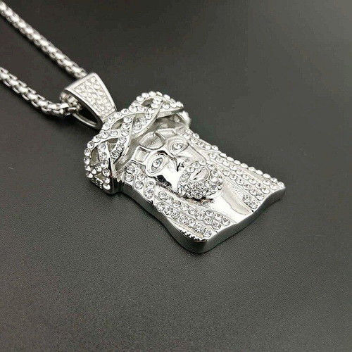 Pendant necklace with Jesus face crystal stainless steel 316L