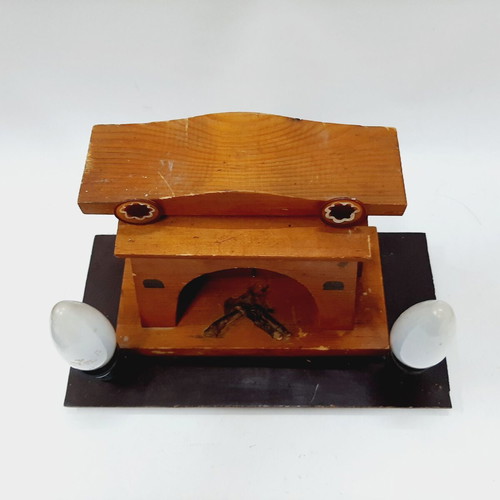 Vintage night lamp fireplace Bulgarian style with textolite base