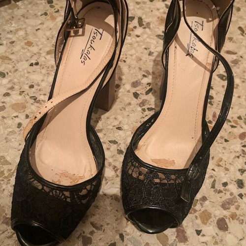 Tsoukalas Shoes sandals used, black with thick heel size 41