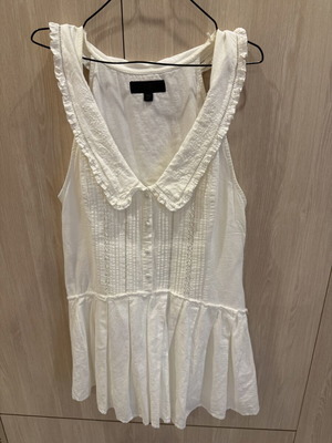 Zara λευκό μίνι φόρεμα με κεντητό γιακά