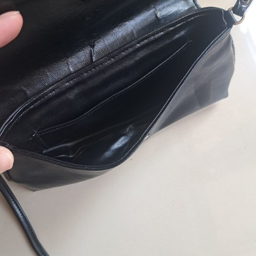 Black Small Shoulder Bag used with Decorative Buckle