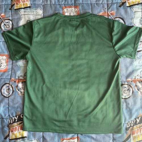Green kids' t-shirt with humorous cartoon design, new, size 164 cm