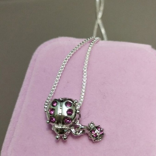Silver chain 60 cm with ladybug new