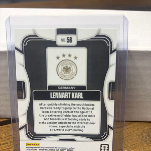 Lennart Karl 2026 Panini Prizm Fifa World Cup Rookie Base RC #58 new