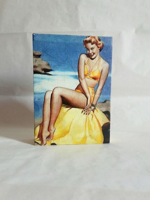 Wooden decorative box with Pin-Up girl painting, new