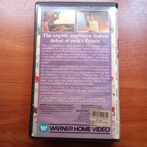 Beta videocassette Purple Rain Prince used, 1980s