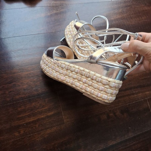 Silver sandals platform new, size 38