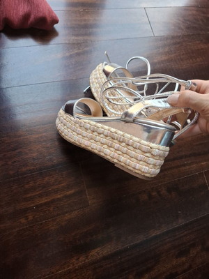 Silver sandals platform new, size 38